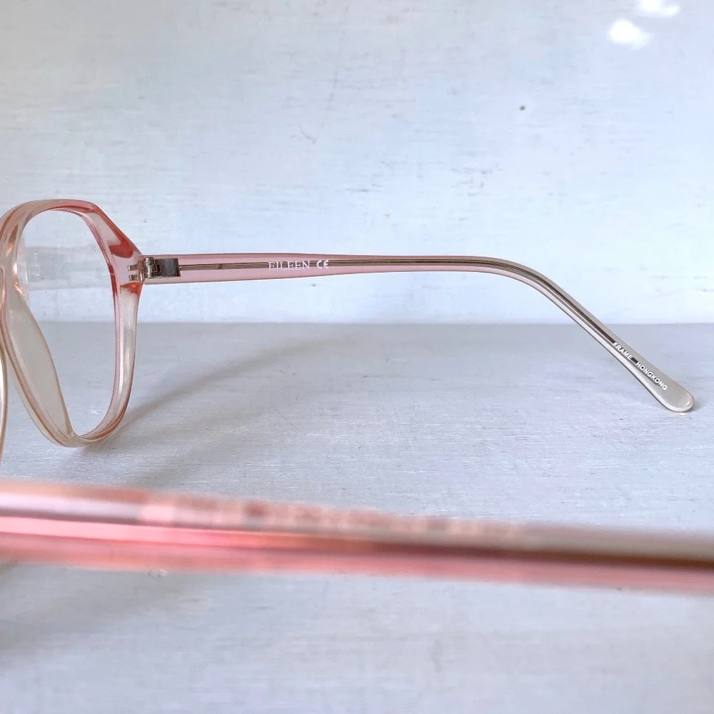 Vintage 70's Hexagon Cat Eye Glasses Pale Pink Fade Ombré Frames Eyeglasses